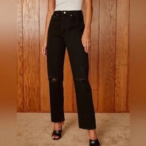 Denim Forum The Joni High Rise Loose Jeans - Black - 29L - Size 25